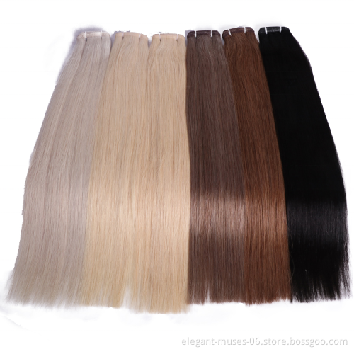 Hot Sale Brazilian Hair Extensions Seamless Weft invisible 100% Human Hair Double Drawn Virgin Flat Weft Hair